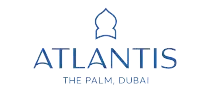 Atlantis The Palm Dubai luxury resort logo in blue design.