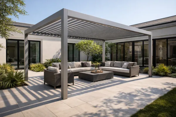 Modern Aluminum Pergola with Outdoor Seating Area